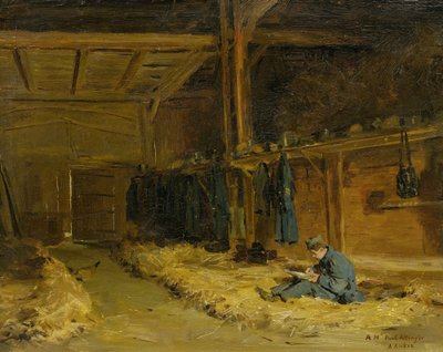 Soldaat in strobed door Albert Anker